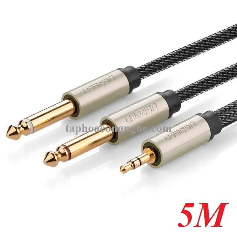Ugreen 10619 5M màu Đen Cáp âm thanh 2 đầu 6.5mm dương sang 3.5mm dương AV126 30010619